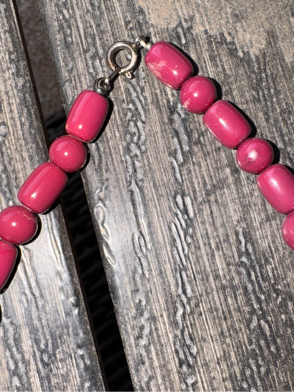 Vintage Chunky Burgundy Bead Statement Necklace | Maroon Geometric Boho - Picture 4 of 4